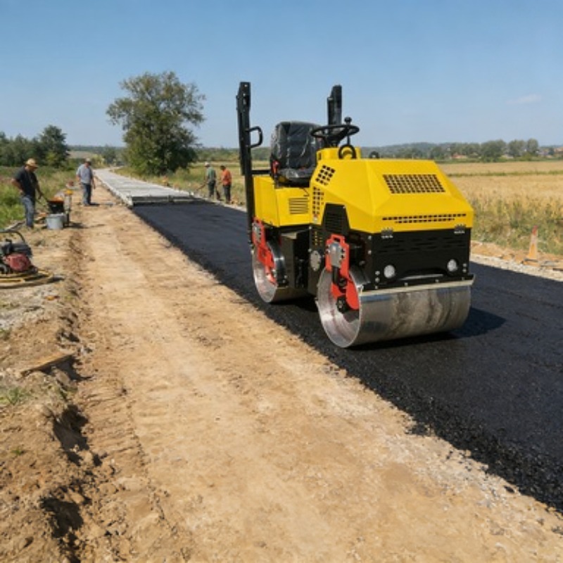 Heavy Equipment In Construction - Enkelvoudige trommelwegwals trilcompactor zware uitvoering grond