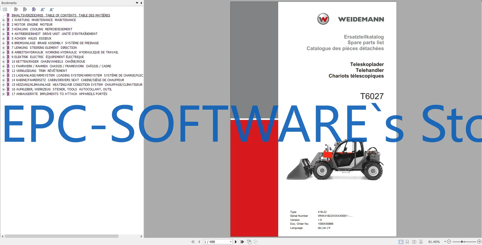 Heavy Equipment Software - EPC-SOFTWARE Weidemann reserveonderdeelcatalogus voor zwaar materieel