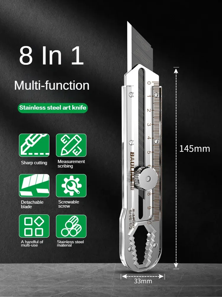 Heavy Equipment Blade - 8-in-1 multifunctioneel mes, doosopener, roestvrij staal,